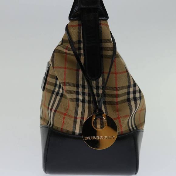 BURBERRY Nova Check Shoulder Bag Canvas Beige Black Auth bs12775 - Picture 3 of 16